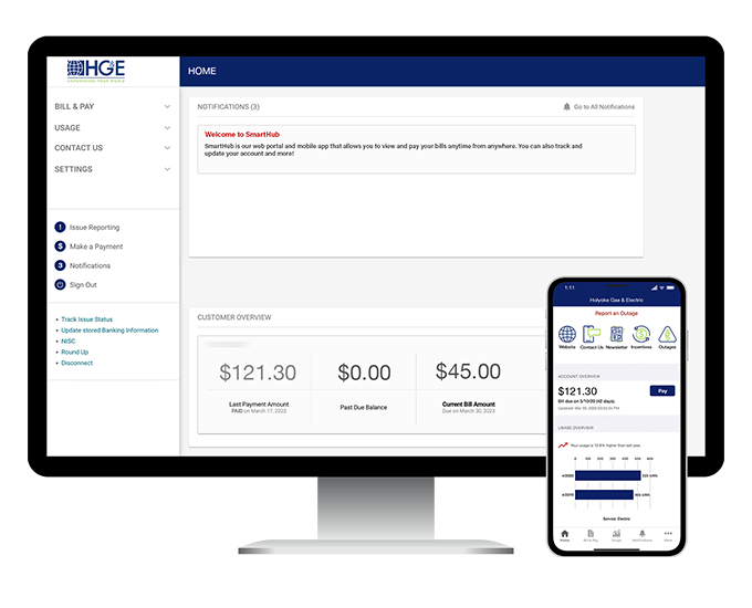 smarthub mock up mobile and web versions